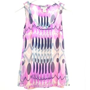 Banana Republic 100% Silk Two-piece Sleeveless Purple Print Blouse Top Size XS